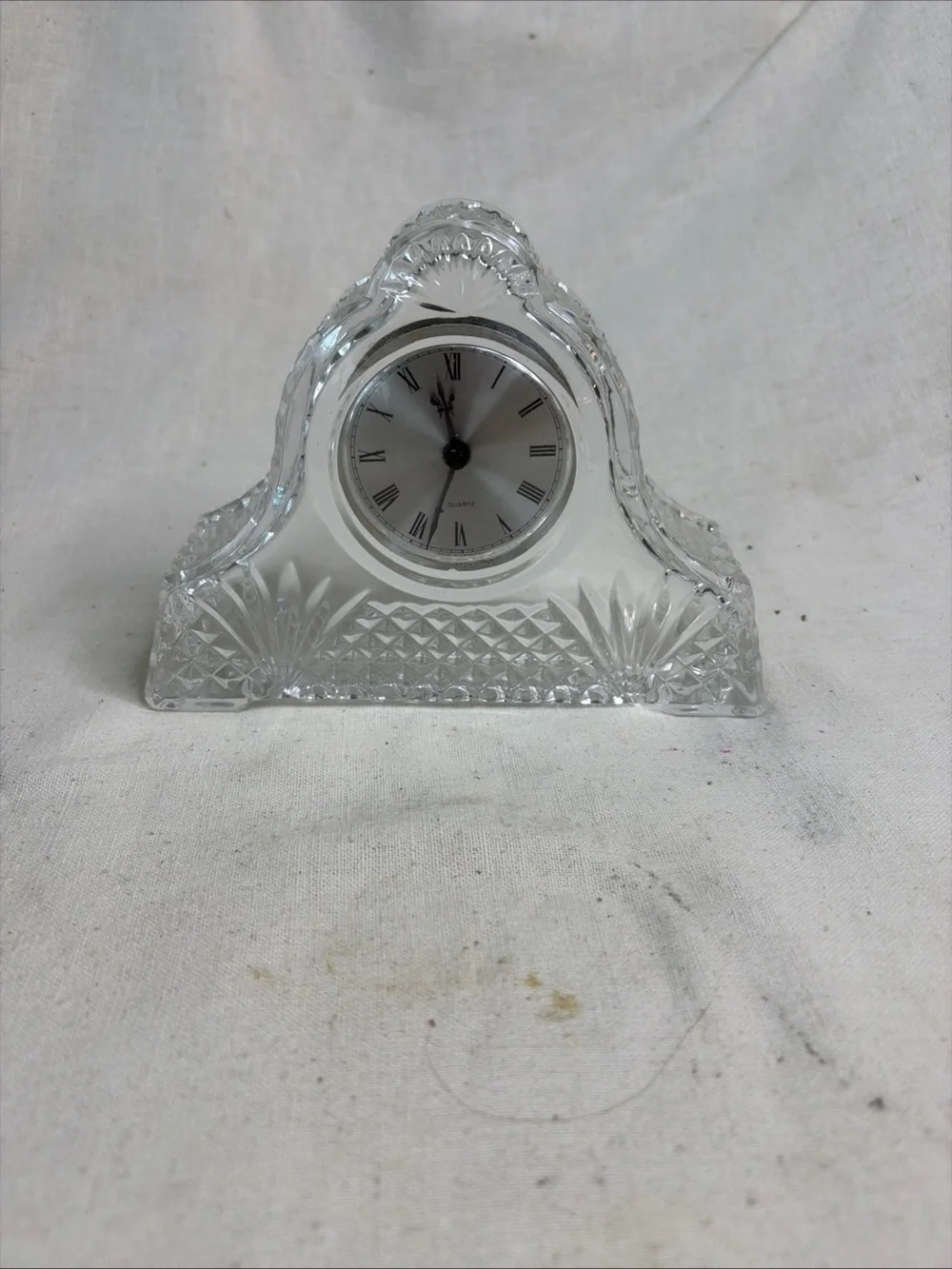 Crystal Glass Mantel Clock Trio - Clear UNTESTED!!!